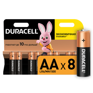 Батарейки DURACELL Basic AA 1.5V LR6 8шт (5000394006522)