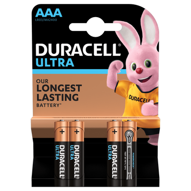 Батарейки DURACELL Ultra Power AAA 1.5V LR03 4шт (5000394062931)