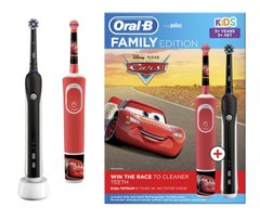Родинний набір зубних щіток Oral-B Cross Action PRO 1 750 Black Edition + D100 Kids Cars (Тачки)