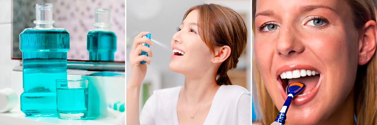 ополіскувач, освіжувач-спрей та очищення язика допоможуть позбутися від запаху з рота