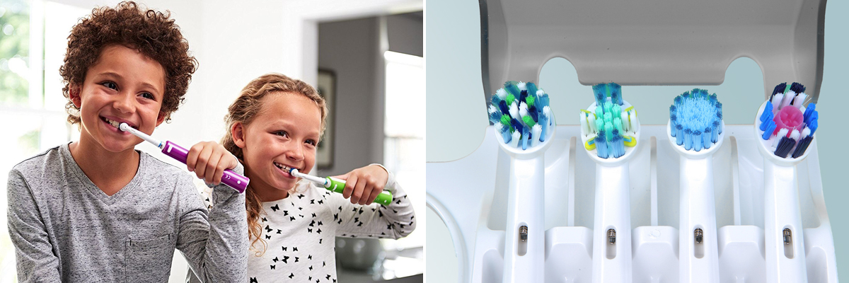 использование электрических зубных щёток и набор насадок для зубной электрощётки